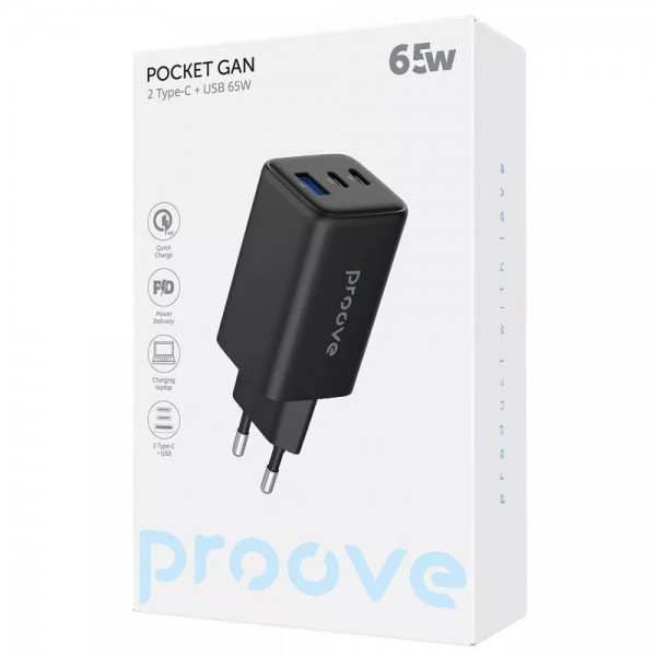 СЗУ Pocket GaN 65W (2Type-C+USB) Black