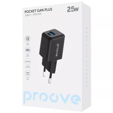 СЗУ Proove Pocket GaN Plus 25W (Type-C + USB) White