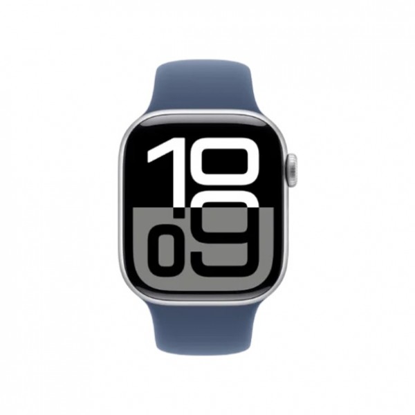 New Apple Watch Series 10 GPS + Cellular 42mm Silver Aluminium Case with Denim Sport Band - S/M (MWX33) (2)