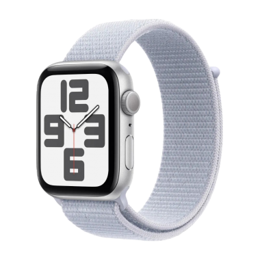 Apple Watch SE 2 2024 44mm GPS Silver Aluminium Case w. Blue Cloud Sport Loop MXET3