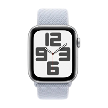 Apple Watch SE 2 2024 44mm GPS Silver Aluminium Case w. Blue Cloud Sport Loop MXET3
