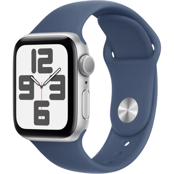 Apple Watch SE 2 2024 40mm GPS Silver Case with Denim Sport Band S/M MXEC3