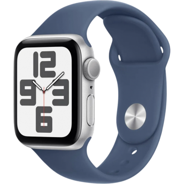 Apple Watch SE 2 2024 40mm GPS Silver Case with Denim Sport Band M/L MXED3