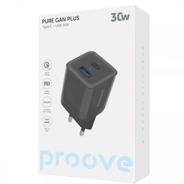 СЗУ Proove Pure GaN Plus 30W (Type-C+USB) White