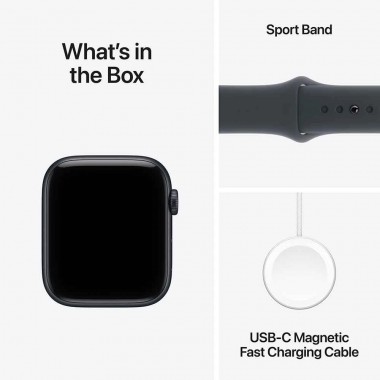 Apple Watch SE 3 2025 44mm GPS Midnight Aluminum Case w. Midnight Sport Band S/M MEHN4