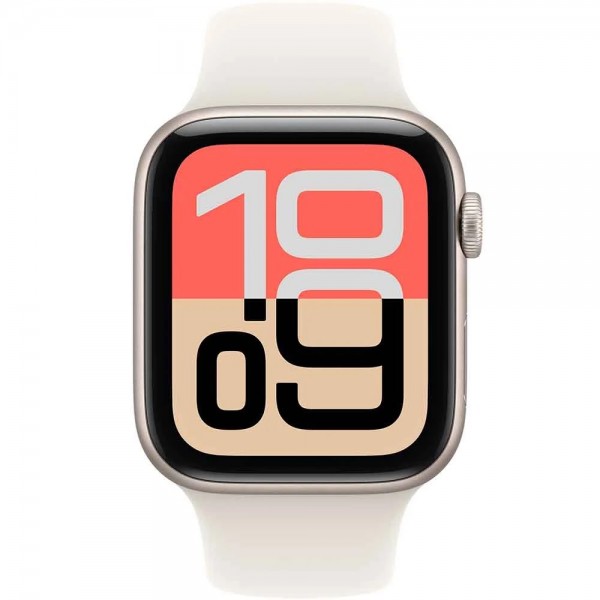 Apple Watch SE 3 2025 44mm GPS Starlight Aluminum Case w. Midnight Sport Band S/M MEHG4