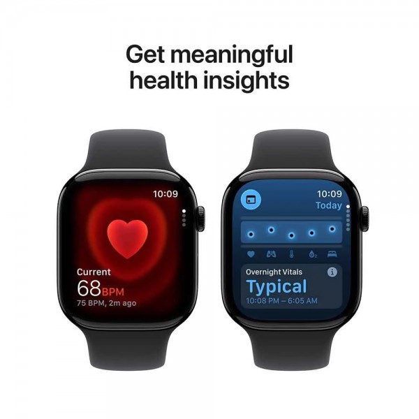 New Apple Watch Series 11 46mm Jet Black Aluminum Case with Black Sport Band M/L MEUX4