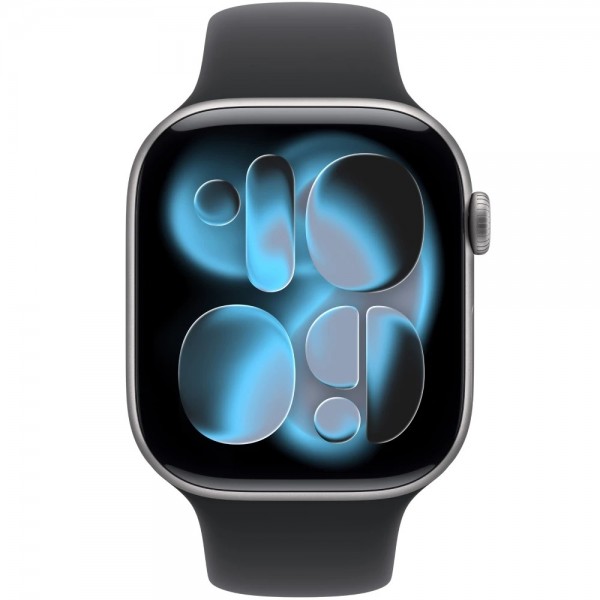 New Apple Watch Series 11 42mm Space Gray Aluminum Case with Black Sport Band S/M MEQW4