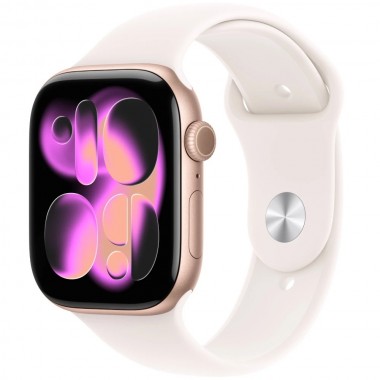 New Apple Watch Series 11 42mm Rose Gold Aluminum Case with Light Blush Sport Band M/L MEU44