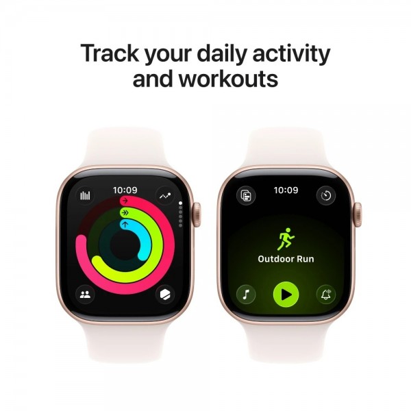 New Apple Watch Series 11 42mm Rose Gold Aluminum Case with Light Blush Sport Band S/M MEU04