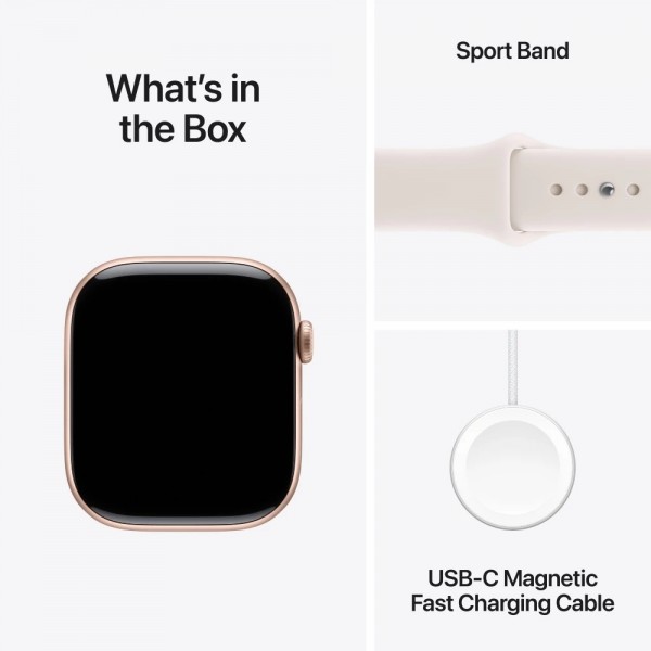 New Apple Watch Series 11 42mm Rose Gold Aluminum Case with Light Blush Sport Band S/M MEU04