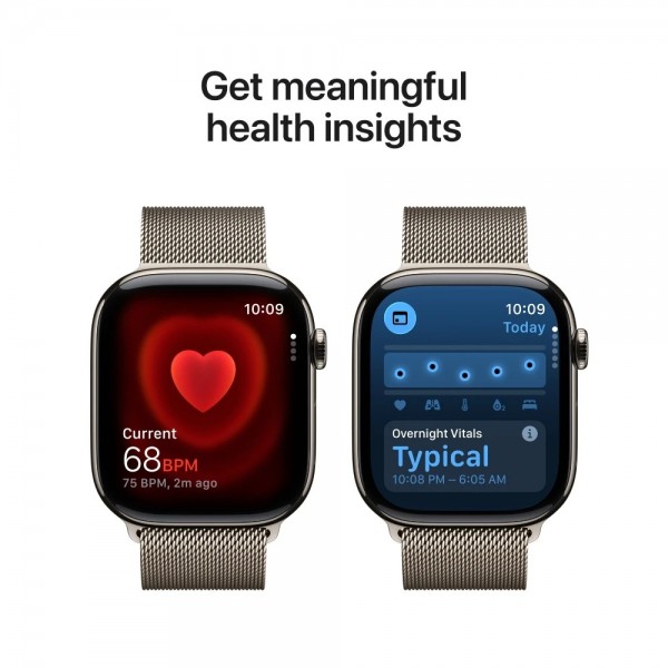 New Apple Watch Series 11 42mm Natural Titanium Aluminum Case with Natural Milanese Loop M/L MF8P4