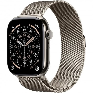 New Apple Watch Series 11 46mm Natural Titanium Aluminum Case with Natural Milanese Loop S/M MFCY4