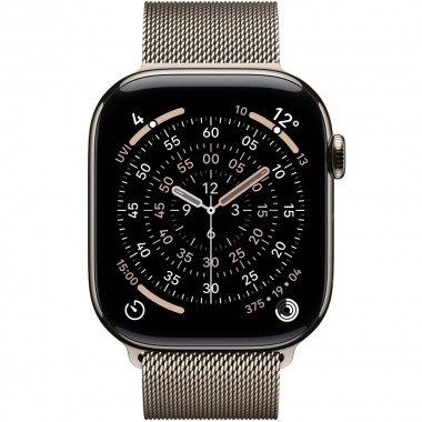 New Apple Watch Series 11 46mm Natural Titanium Aluminum Case with Natural Milanese Loop S/M