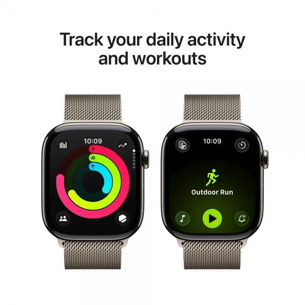 New Apple Watch Series 11 46mm Natural Titanium Aluminum Case with Natural Milanese Loop M/L