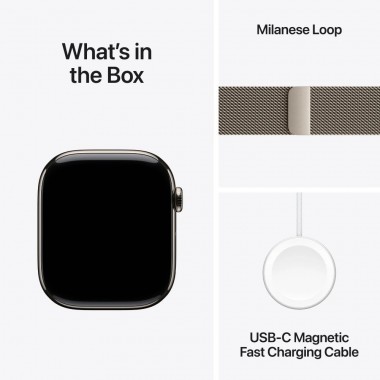 New Apple Watch Series 11 46mm Natural Titanium Aluminum Case with Natural Milanese Loop M/L MFD04