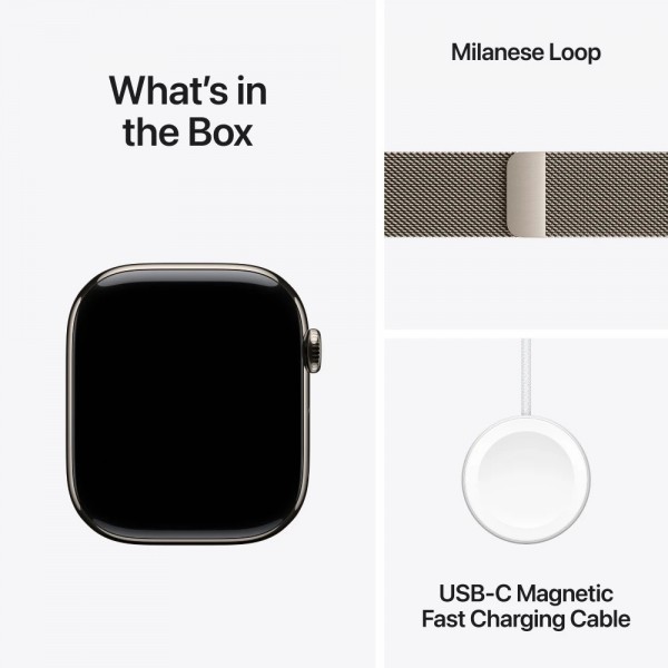 New Apple Watch Series 11 46mm Natural Titanium Aluminum Case with Natural Milanese Loop M/L
