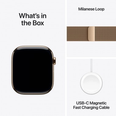 New Apple Watch Series 11 42mm Gold Titanium Aluminum Case with Gold Milanese Loop M/L MF8Y4