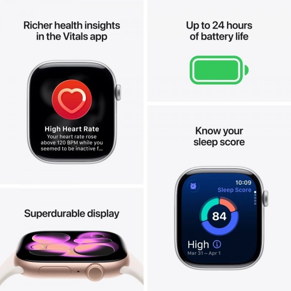 New Apple Watch Series 11 46mm Gold Titanium Aluminum Case with Gold Milanese Loop M/L