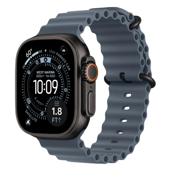 New Apple Watch Ultra 3 GPS + Cellular 49mm Black Titanium Case w. Anchor Blue Ocean Band (MF254)