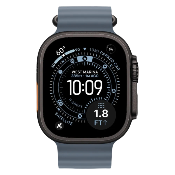 New Apple Watch Ultra 3 GPS + Cellular 49mm Black Titanium Case w. Anchor Blue Ocean Band (MF254)
