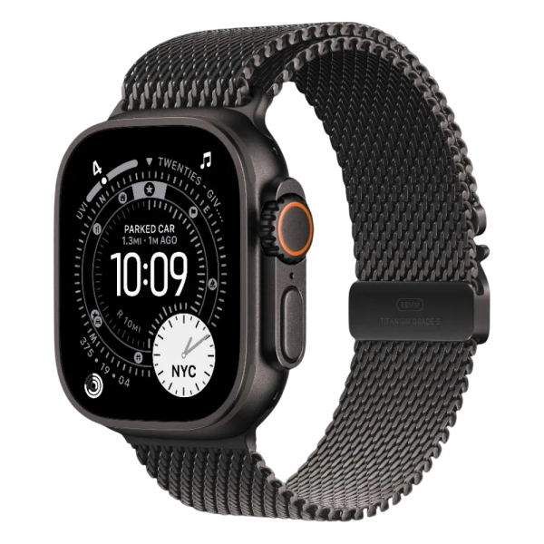 New Apple Watch Ultra 3 GPS + Cellular 49mm Black Titanium Case w. Black Titanium Milanese Loop - Large (MF1T4)