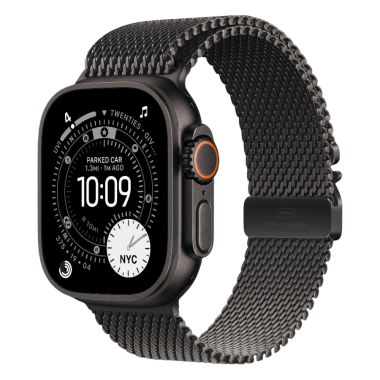 New Apple Watch Ultra 3 GPS + Cellular 49mm Black Titanium Case w. Black Titanium Milanese Loop - Medium (MF1Q4)