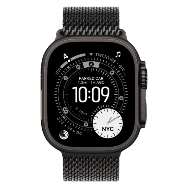 New Apple Watch Ultra 3 GPS + Cellular 49mm Black Titanium Case w. Black Titanium Milanese Loop - Small (MF1N4)