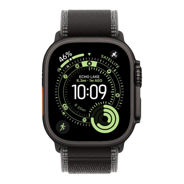 New Apple Watch Ultra 3 GPS + Cellular 49mm Black Titanium Case w. Black/Charcoal Trail Loop - S/M (MF1D4)