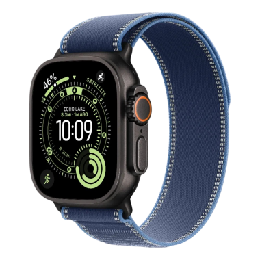 New Apple Watch Ultra 3 GPS + Cellular 49mm Black Titanium Case w. Blue/Bright Blue Trail Loop - M/L (MF1D4)