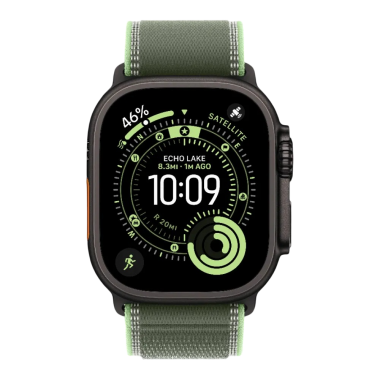 New Apple Watch Ultra 3 GPS + Cellular 49mm Black Titanium Case w. Green/Neon Trail Loop - M/L (MG9P4)