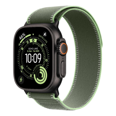 New Apple Watch Ultra 3 GPS + Cellular 49mm Black Titanium Case w. Green/Neon Trail Loop - S/M (MG9N4)