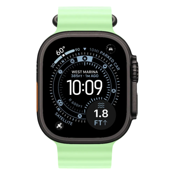 New Apple Watch Ultra 3 GPS + Cellular 49mm Black Titanium Case w. Neon Green Ocean Band (MGCL4)