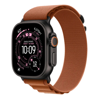 New Apple Watch Ultra 3 GPS + Cellular 49mm Black Titanium Case w. Terra Cotta Alpine Loop - Large (MG9F4)