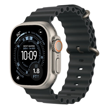 New Apple Watch Ultra 3 GPS + Cellular 49mm Natural Titanium Case w. Black Ocean Band (MF1V4)