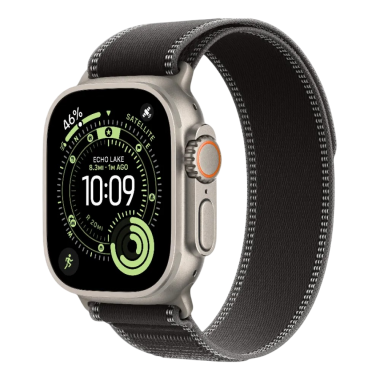 New Apple Watch Ultra 3 GPS + Cellular 49mm Natural Titanium Case w. Black/Charcoal Trail Loop - M/L (MFT94)