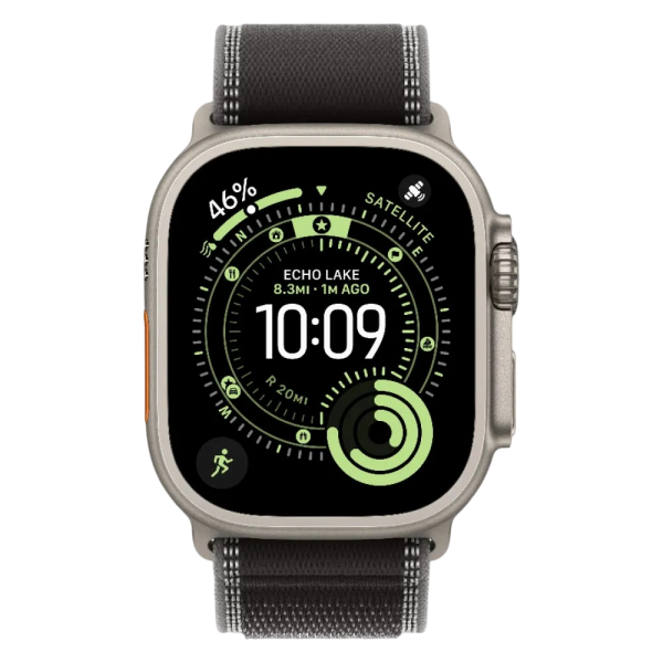 Нова Apple Watch Ultra 3 GPS + Cellular 49mm Natural Titanium Case w. Black/Charcoal Trail Loop - M/L (MFT94)