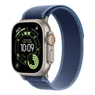 New Apple Watch Ultra 3 GPS + Cellular 49mm Natural Titanium Case w. Blue/Bright Blue Trail Loop - M/L (MEWU4)