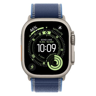 New Apple Watch Ultra 3 GPS + Cellular 49mm Natural Titanium Case w. Blue/Bright Blue Trail Loop - S/M (MEWR4)
