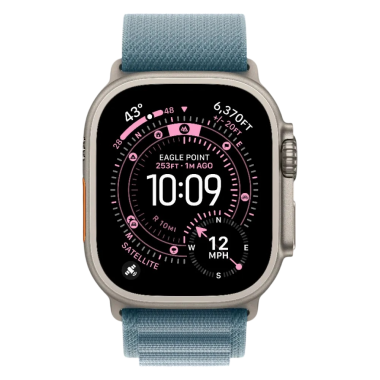 New Apple Watch Ultra 3 GPS + Cellular 49mm Natural Titanium Case w. Light Blue Alpine Loop - Large (MEWP4)