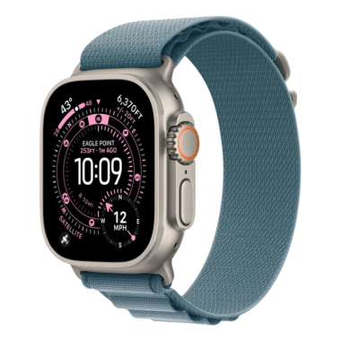 New Apple Watch Ultra 3 GPS + Cellular 49mm Natural Titanium Case w. Light Blue Alpine Loop - Medium (MEWM4)