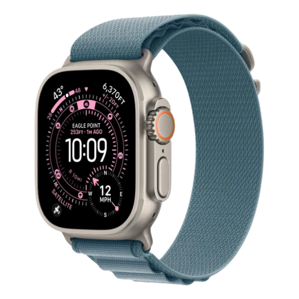 Нова Apple Watch Ultra 3 GPS + Cellular 49mm Natural Titanium Case w. Light Blue Alpine Loop - Medium (MEWM4)