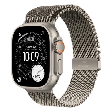 New Apple Watch Ultra 3 GPS + Cellular 49mm Natural Titanium Case w. Natural Titanium Milanese Loop - Small (MEWW4)