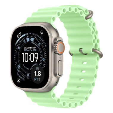 New Apple Watch Ultra 3 GPS + Cellular 49mm Natural Titanium Case w. Neon Green Ocean Band (MGCF4)