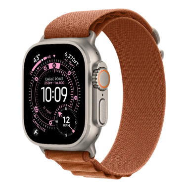 New Apple Watch Ultra 3 GPS + Cellular 49mm Natural Titanium Case w. Terra Cotta Alpine Loop - Small (MFTA4)