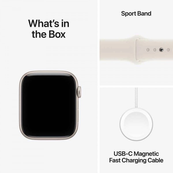 Apple Watch SE 3 2025 40mm GPS + Cellular Starlight Aluminum Case w. Midnight Sport Band S/M MEP64
