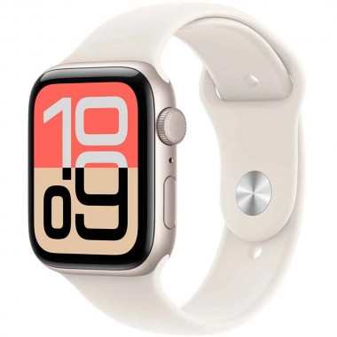 Apple Watch SE 3 2025 44mm GPS + Cellular Starlight Aluminum Case w. Midnight Sport Band M/L MEPF4