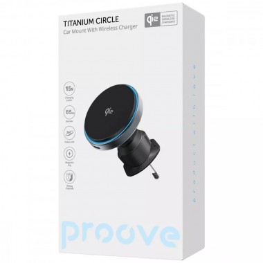 Автотримач з бездротовою зарядкою Proove Circle Qi2 15W Titanium