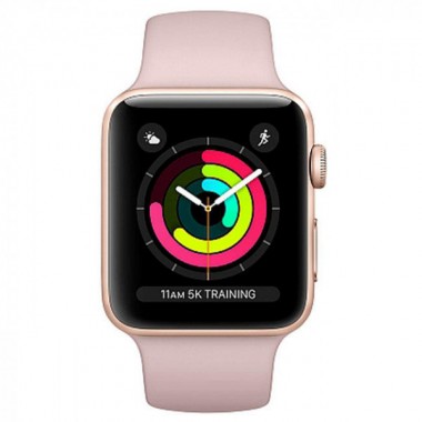 New Apple Watch Series 3 GPS 38mm Gold Aluminum Case with Pink Sand Sport Band (MQKW2)