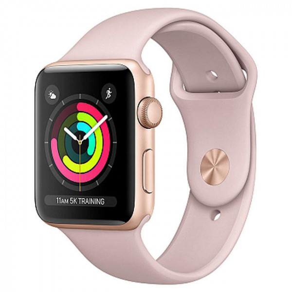 New Apple Watch Series 3 GPS 42mm Gold Aluminum Case with Pink Sand Sport Band (MQL22)